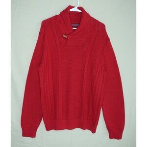 Sean John Men's Cowl Neck Sweater Size Large Red Long Sleeves Cable Knit